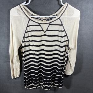 cynthia rowley women linen blend‎ top large coastal beachy nautical vacation